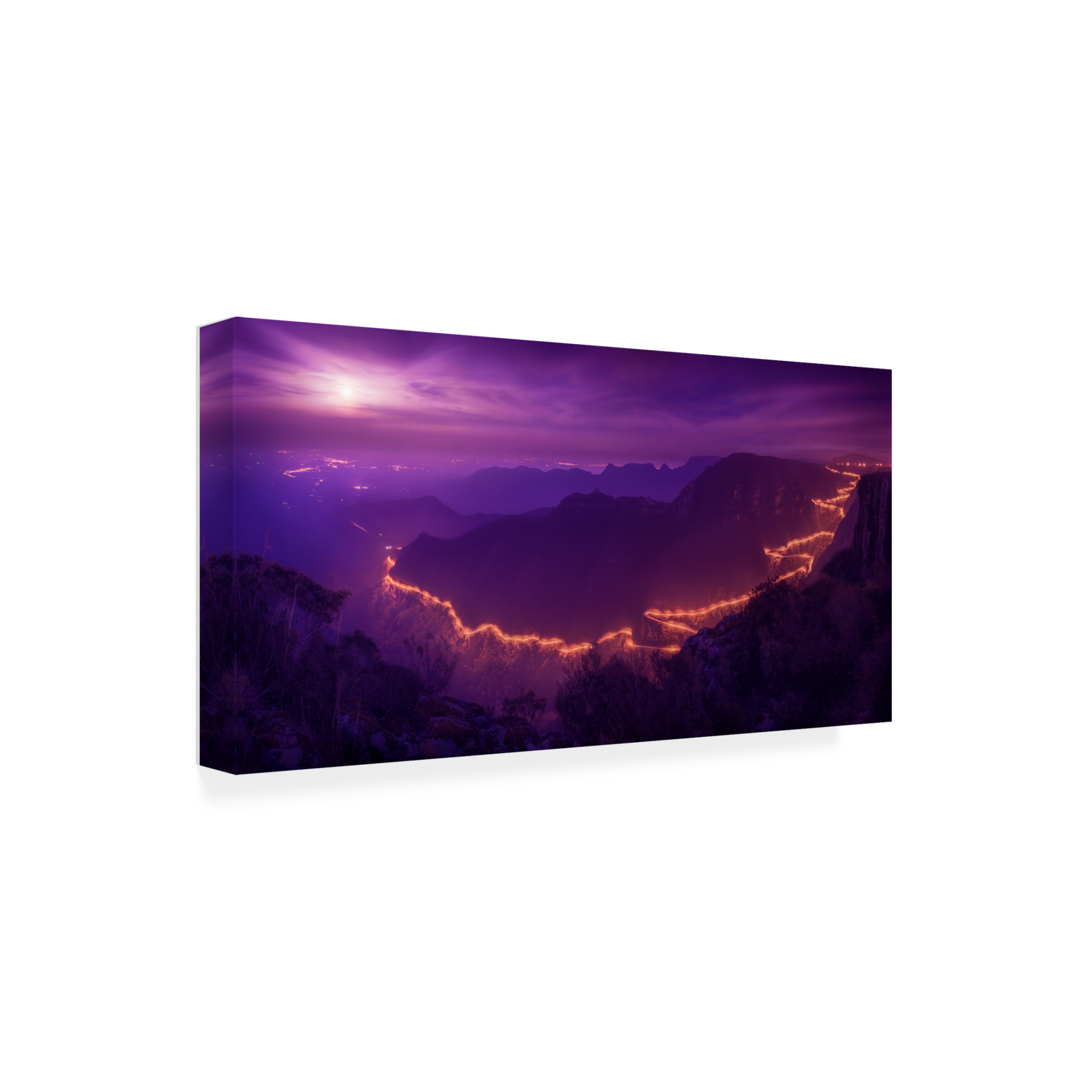 Canvas Wall Art - Raphael Sombrio 'Lights Of The Night' Wall Art for Living Room, Bedroom, or Office D?cor by Trademark Fine Art - 47 x 24 Inches