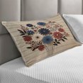 thumbnail image 2 of Ambesonne Rustic Quilted Pillowcover, Modern and Simple Bouquet, 30" x 20", Night Blue Ruby and Champagne, 2 of 2