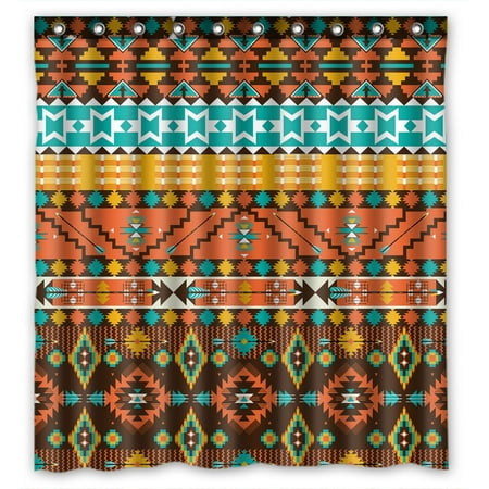Geometric Fabric Shower Curtains YKCG Colorful Aztec Bohemian Geometric Shower Curtain Waterproof Fabric Bathroom Shower Curtain 66x72 inches ()