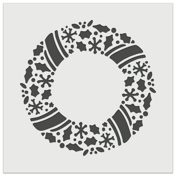 Christmas Wreath Detailed DIY Cookie Wall Craft Stencil - 5.5 Inch
