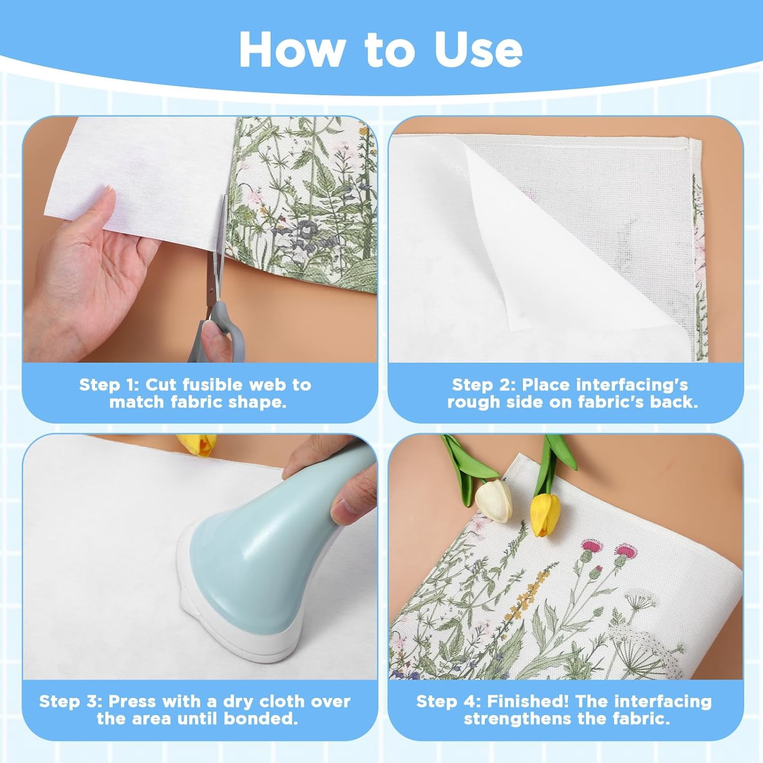 Heavy Weight White Non-Woven Fusible Interfacing, Iron On Single-Sided 11.8 Inch x 30.6 Yard for Sewing, Quilting, Crafts, Clothing and Home Decor