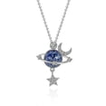 thumbnail image 1 of Collar con colgante de estrella, luna y cristal en plata 925 con sello para mujer., 1 of 5