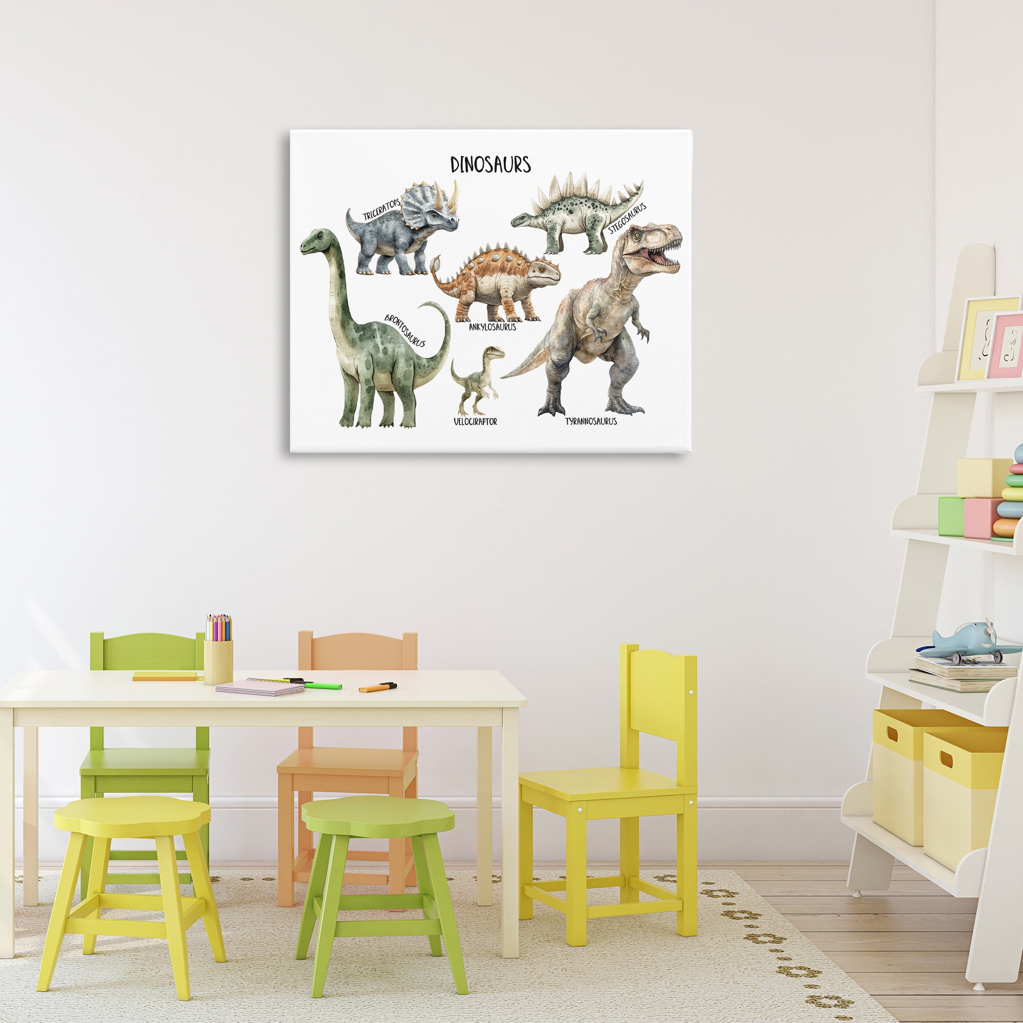 Stupell Industries Meet The Dinosaurs Canvas Wall Art, design by Christine Simpson Art