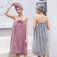 thumbnail image 2 of Falda de baño de vellón coral sin tirantes, gorro de ducha de vellón coral, traje absorbente suave que no suelta pelo fácilmente, 2 of 6