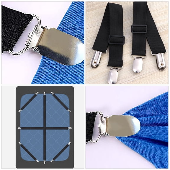 LOLIPPYY 6-Pack Adjustable Tablecloth Clips with Elastic Hidden Straps for Secure Hold, Black Table Cover Fasteners
