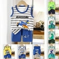 thumbnail image 2 of Futezty Toddler Boys Clothes Summer Outfit Sets, 2pcs Toddler Baby Boy Shorts Set Short Sleeve T Shirt Tops + Shorts 6M 12M 18M 24M 3T Kids Casual Summer Clothes Boys Vest Suit, 2 of 5
