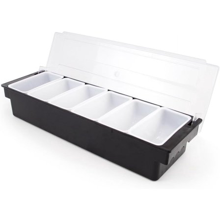 Garnish Organizer For Bar And Restaurant, 6-Tray Condiment Dispenser With Lids, Spacious And Durable, Dishwasher Safe, 16 Oz. Capacity Per Tray