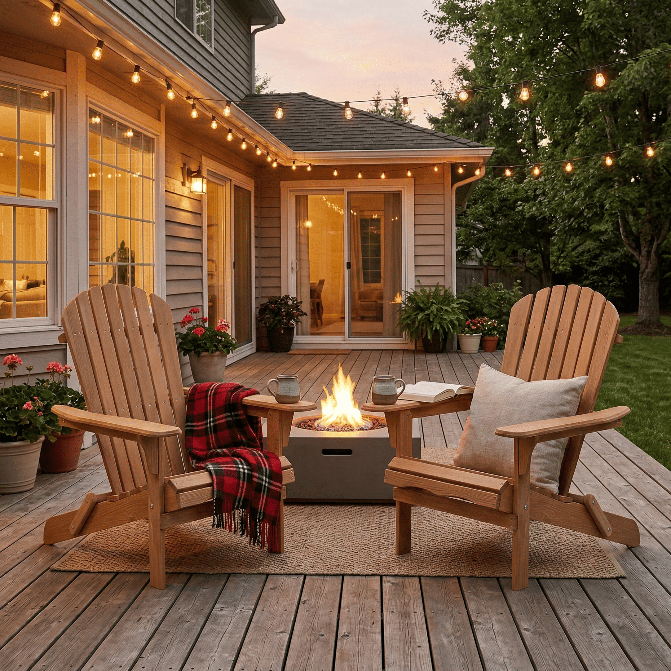 JXXRZ Wooden Folding Adirondack Chairs – Solid Cedar Outdoor Patio