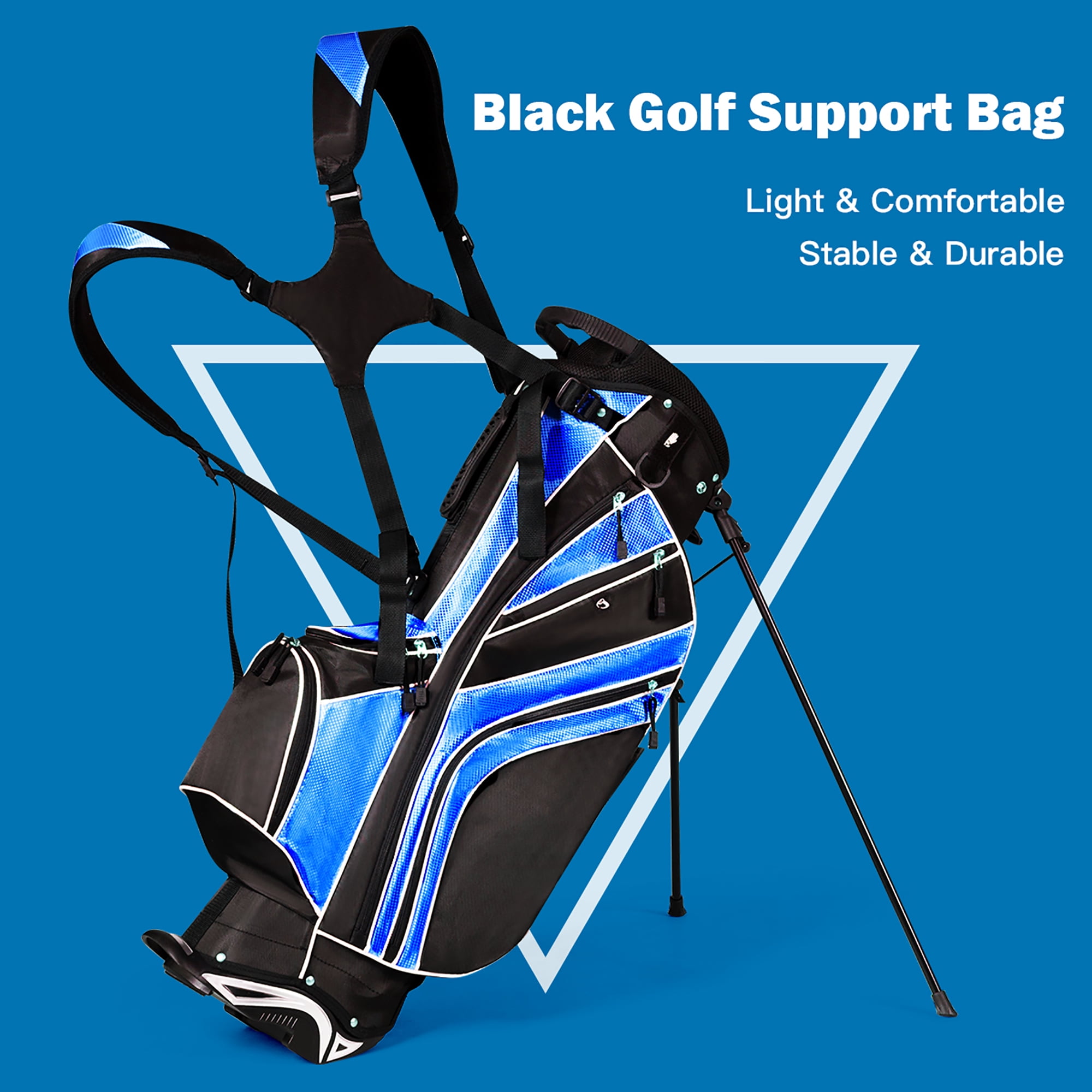 Costway Golf Stand Cart Bag Club w/6 Way Divider Carry Organizer Pockets Storage Blue