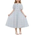 thumbnail image 2 of Zpanxa Robes d'Été pour Filles Manches Courtes Couleur Unie Col Rond Ample Décontractée Robe en Coton Bleu 13 Ans, 2 of 7