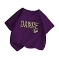thumbnail image 3 of Hiijoy Purple Tees for Girls Letter Print Leopard Short Sleeve Crewneck T-Shirts, Sizes 3-14, 3 of 3
