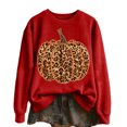 thumbnail image 2 of FASHOFT Halloween Sweatshirt for Women Leopard Print Pumpkin Graphic Pullover Long Sleeve Crew Neck Tops Cozy Fall Winter Sweatshirts L, 2 of 4