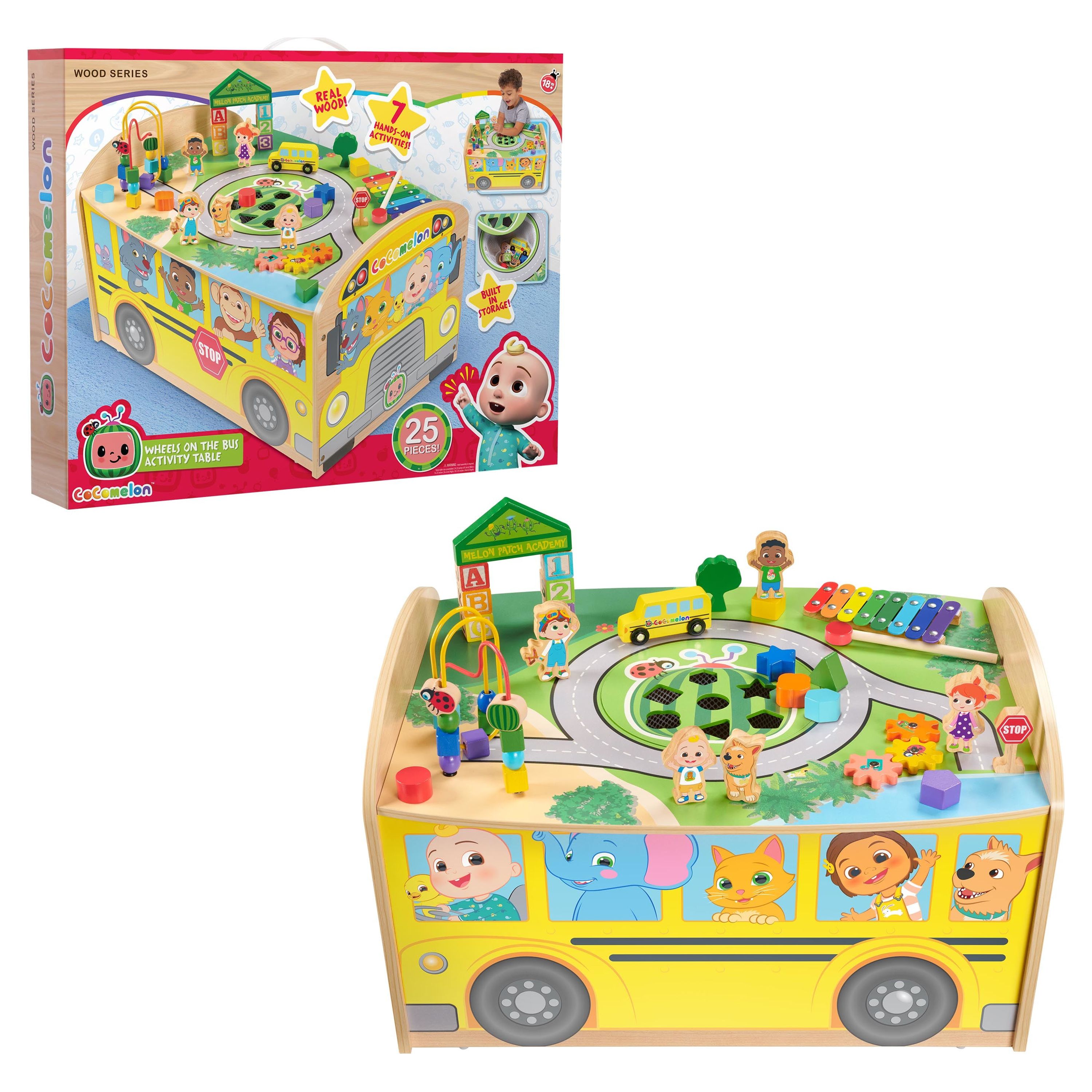 Cocomelon Wheels on the Bus Wooden Activity Table, Recycled Wood, for Toddlers 18 Months+ - image 4 of 7