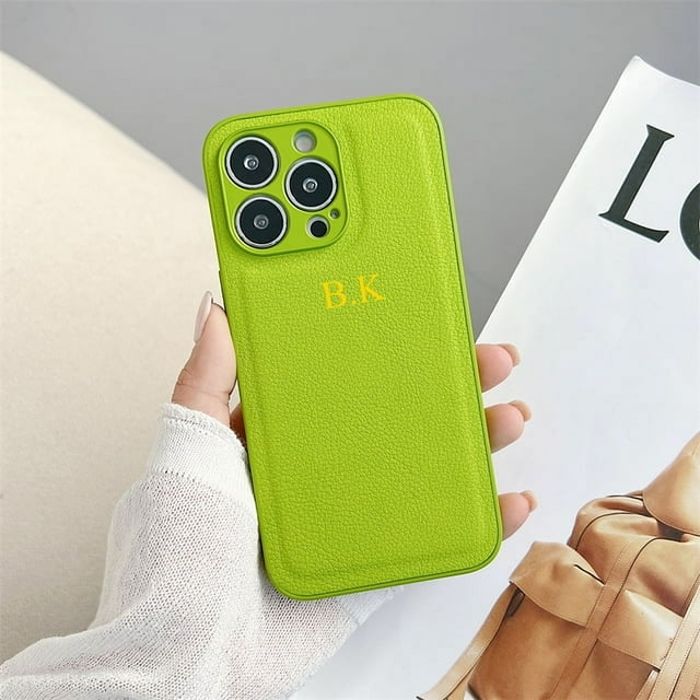 Leather Textures Personalise Customize Letters Soft Case For iPhone 15 14 Pro Max 13 12 11 X XS XR 7 Plus SE 3 Protective Cover