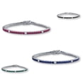 thumbnail image 3 of sterling silver 14k gold plated Ruby Emerald Sapphire and simulated diamond Bracelet, 925 Sterling Silver, Tennis Bracelet, Birthstone Bracelet, Three Stone Jewelry, Gift For Friend, 3 of 5