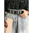 thumbnail image 2 of YooGuoGuo Men's Double Grommet Eyelet Leather Belts Casual Punk Fashion Jeans Belt, 2 of 3