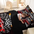 thumbnail image 4 of Castle Fairy Race Car Graphic Twin Bedding Sets 7-Piece for Teens, Checkered Print Bedding Comforter Set for Bedroom, Red Black,Black Reversible, 4 of 7