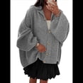 thumbnail image 2 of Cárdigan de Invierno con Botones para Mujer, Cuello Alto, Larga, Punto Grueso, Abrigo Gris S, 2 of 9