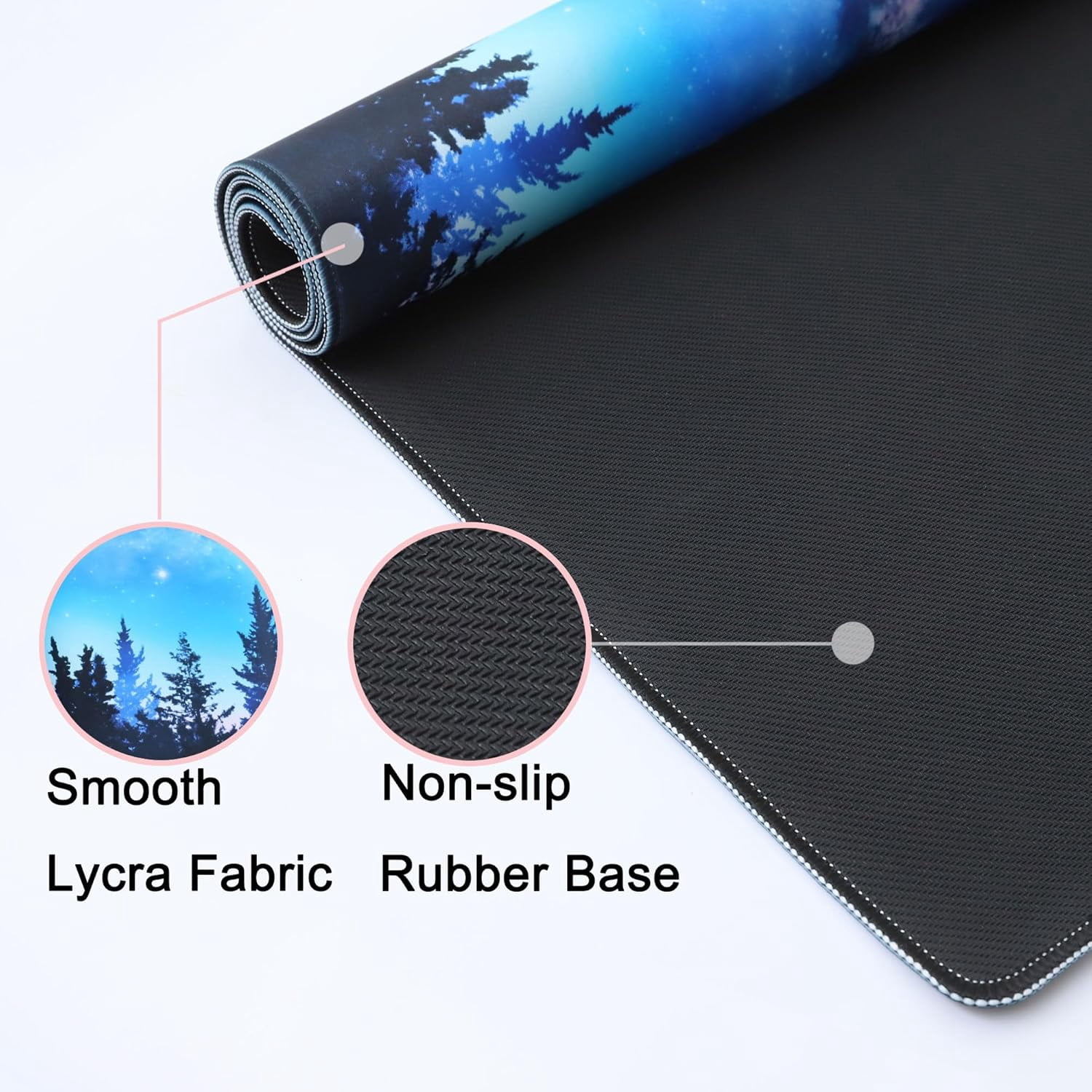 Desk Mat,Large Mouse Pad 35''×15.6'' XXL Extended Gaming Mouse Pad Mat with Non-Slip Base Stitched Eges Mousepad for Computer,Office,Keyboard and Laptop - Forest Moon