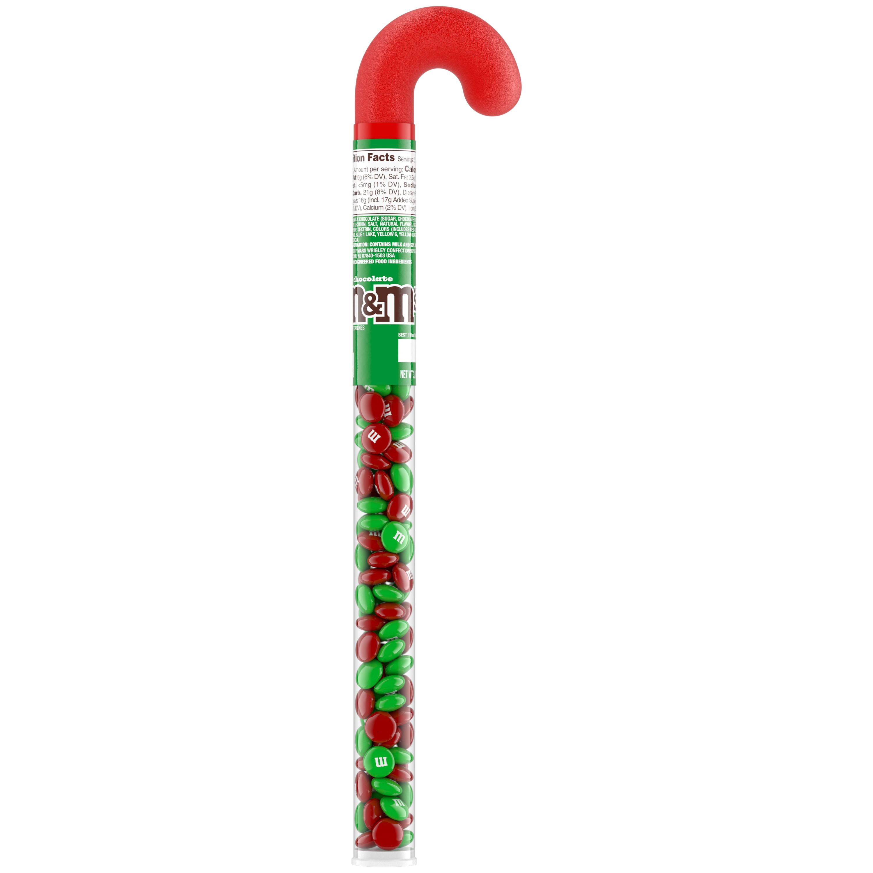 (2 pack) M&M's Milk Chocolate Christmas Candy Cane - 3 oz Tube