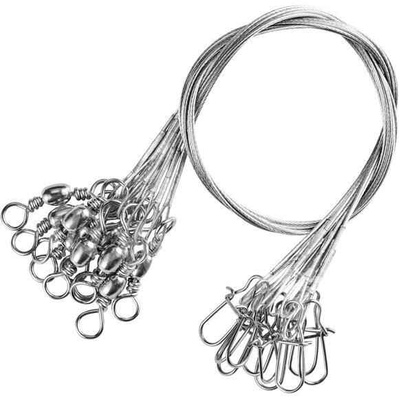 Rigs Leurres de Pêche en Acier Inoxydable Haute Résistance pour Eau Salée et Douce Nickel Blanc