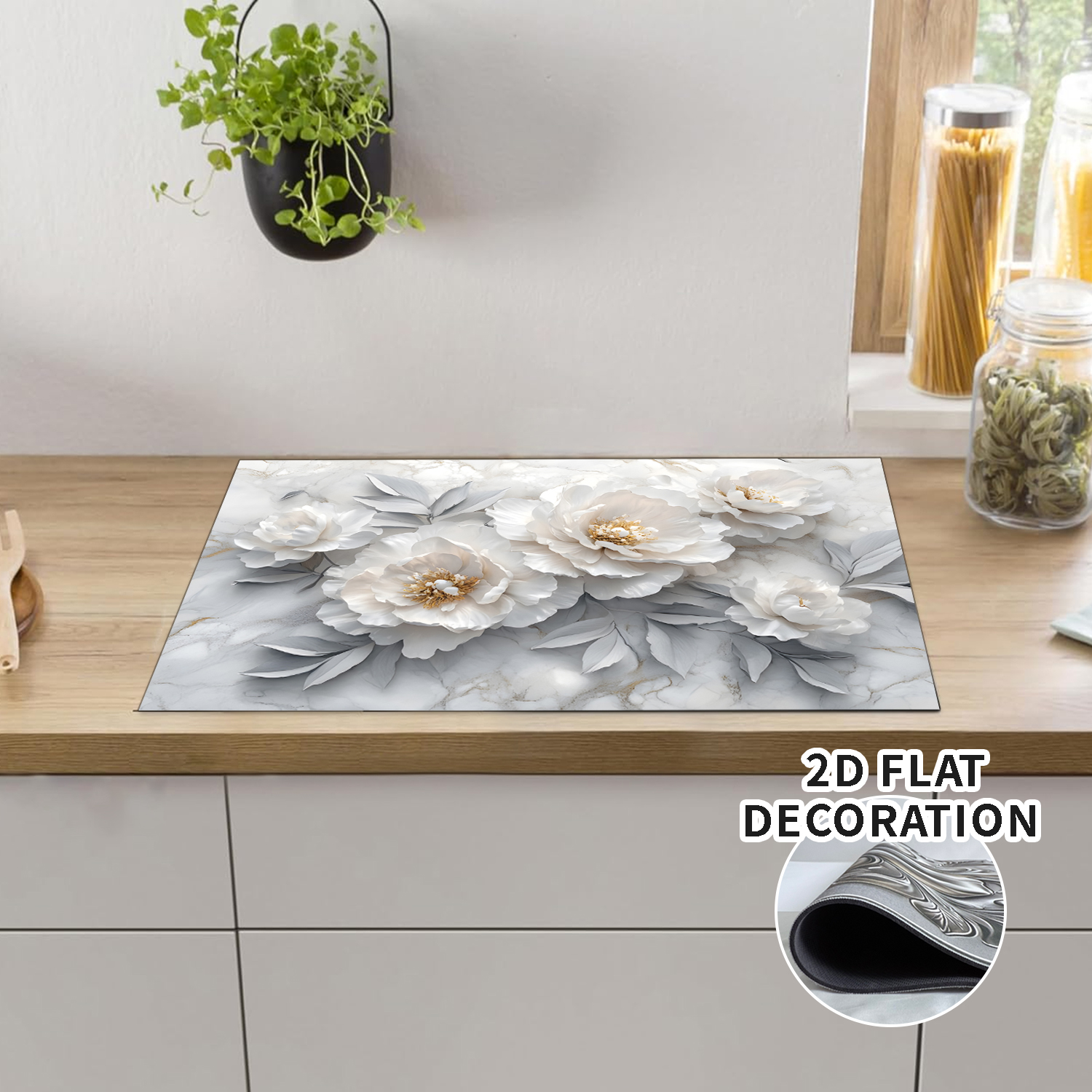 Stove Top Cover for Electric Stove 28 "x 20 ", flowers pattern Heat Resistant Glass Top Stove Cover Protector, Induction Cooktop Protector Stove Top Covers Mat, Kitchen Flat Stove Top Covers