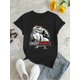 thumbnail image 2 of Women's Dinosaur Graphic Tee - Casual Crew Neck Short Sleeve, Stretchy Polyester Blend, Machine Washable - Perfect for Summer & Sports, 2 of 6