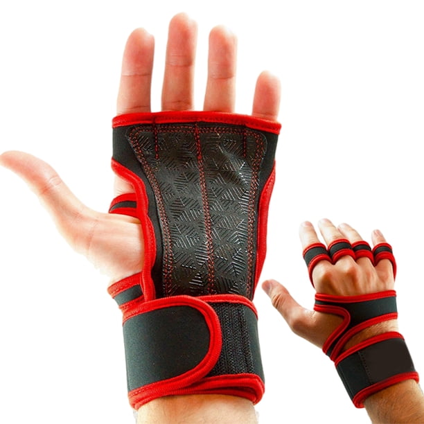 Eigraketly 2 unids/set guantes transpirables de levantamiento de pesas para entrenamientos sin sudor guantes de gimnasio Fitness cómodos Ropa Deportiva, Zapatos Rojo S