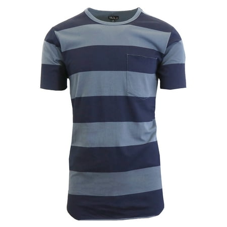 - Men's Brushed Cotton Striped Tee with Raw Hem