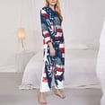 thumbnail image 3 of Wukai bass fish with the USA flag Print Women’s Pajama Long Sleeve Sleepwear Soft&nbsp;-Large, 3 of 7