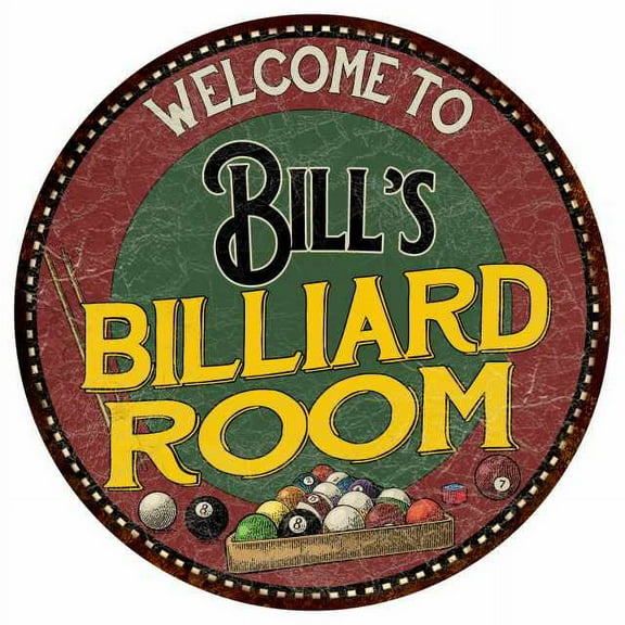 Bill's Billiard Room 12" Round Metal Sign Kitchen Wall Décor 200120033040