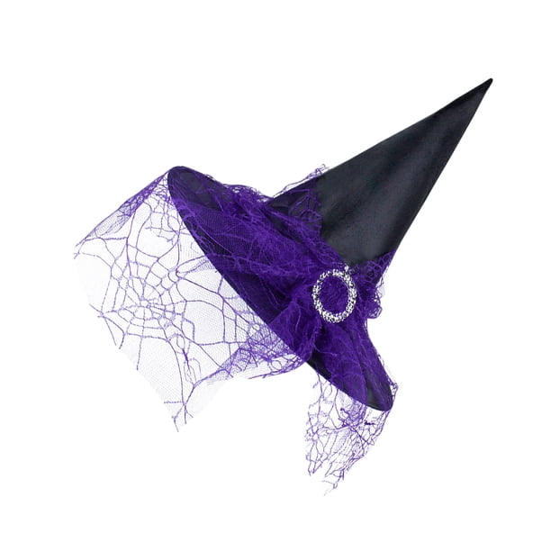 Advancent Sombreros de brujas para adultos: accesorios de fiesta elegantes y resistentes para Halloween Exquisito sombrero de Kits de decoración para fiestas púrpura