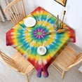 thumbnail image 2 of Rainbow Tie Dye Mandala Pattern Square Tablecloth,Waterproof Square Table Cover,Wipeable Spillproof Washable Table Cover for Home Kitchen Party Decor 42"X42"(107x107cm), 2 of 6