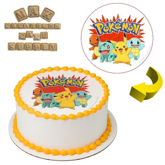 Pokémon Party 8" Round Edible Cake Topper ~ Can be used on 8", 9" or 10" Cakes