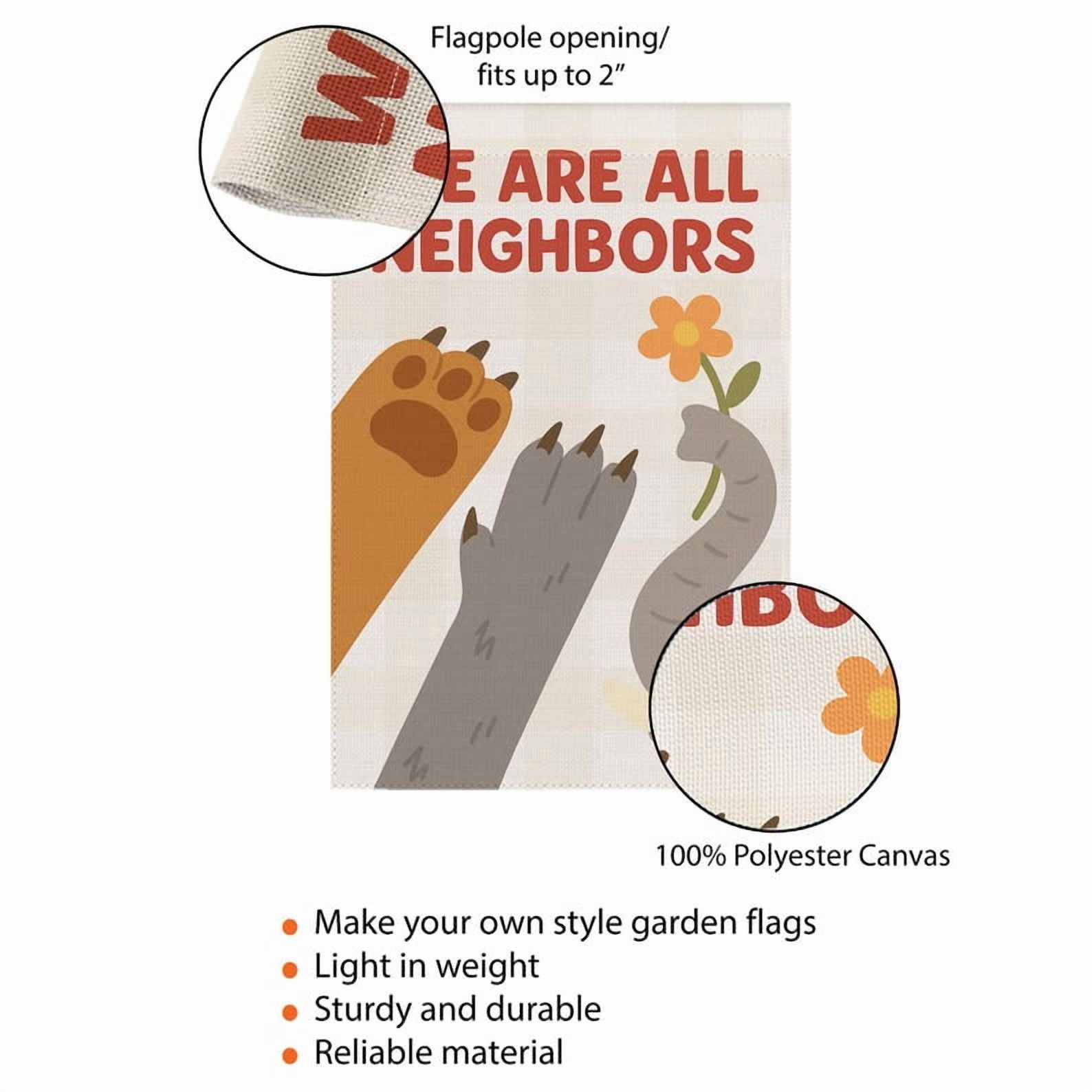TiniDecor Animal Garden Flag – We Are All Neighbors Outdoor Banner, 28” x 40” Paw and Elephant Design