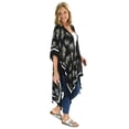 thumbnail image 3 of Le Moda Women's Black Floral Kimono Shawl Beach Shirt Cover Up with Tassles, 3 of 3