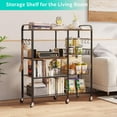 thumbnail image 5 of 4 Tier Rolling Kitchen Microwave Cart with Pull-Out Baskets, Coffee  Baker's Rack with Wheels Storage Organizer for Living Room Office Balcony, 5 of 8