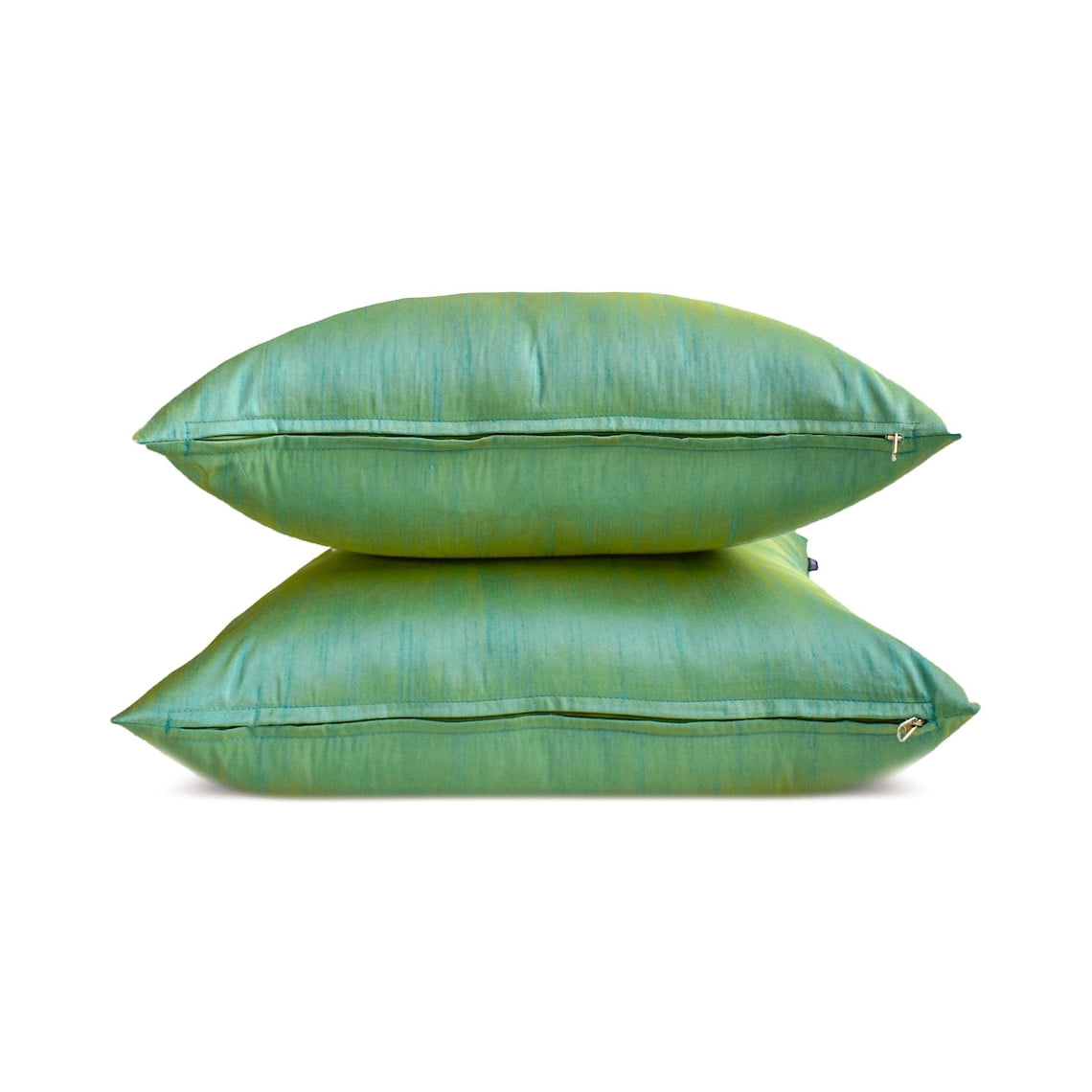 Aqua Luxury Lumbar Pillow Cover 20"x26" | Pack of 2 Modern Art Silk Oblong Euro Shams | Solid & Two Tone Silk Pillowcases for Bed, Couch & Sofa, Modern Home Décor - Aqua Yellow Luxury