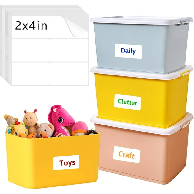 420 Pcs Étiquettes pour Bacs de Rangement, Étiquettes Amovibles 2”x4” pour Bouteilles, Étiquettes pour Organiser Résistantes aux Déchirures Sans Résidu, Étiquettes de Pots Étiquettes d'Expédition, Étiquettes Blanches pour École, Maison, Entreprise