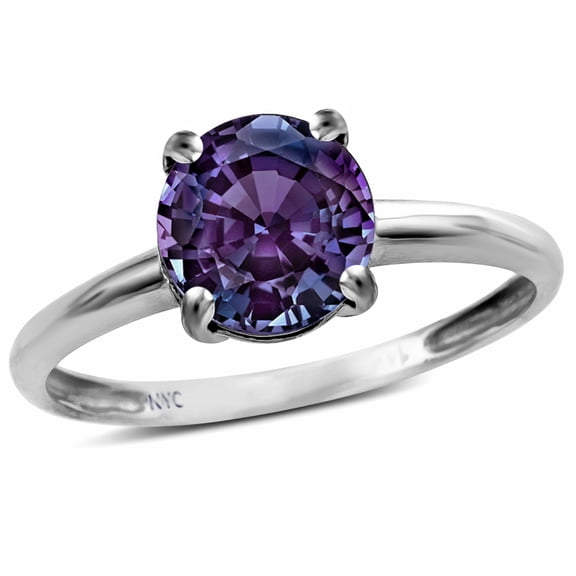 Star K � Simulated Alexandrite Round 7mm Classic Solitaire Engagement Promise Ring