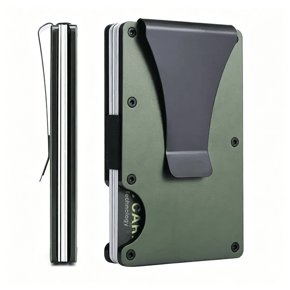 GASTROPOD Wallet for Men - Slim Minimalist Compact Wallet and Card Holder, Rfid Protected Front Pocket Wallets for Men with Integrated Money Clip (Matte Olive Titanium)