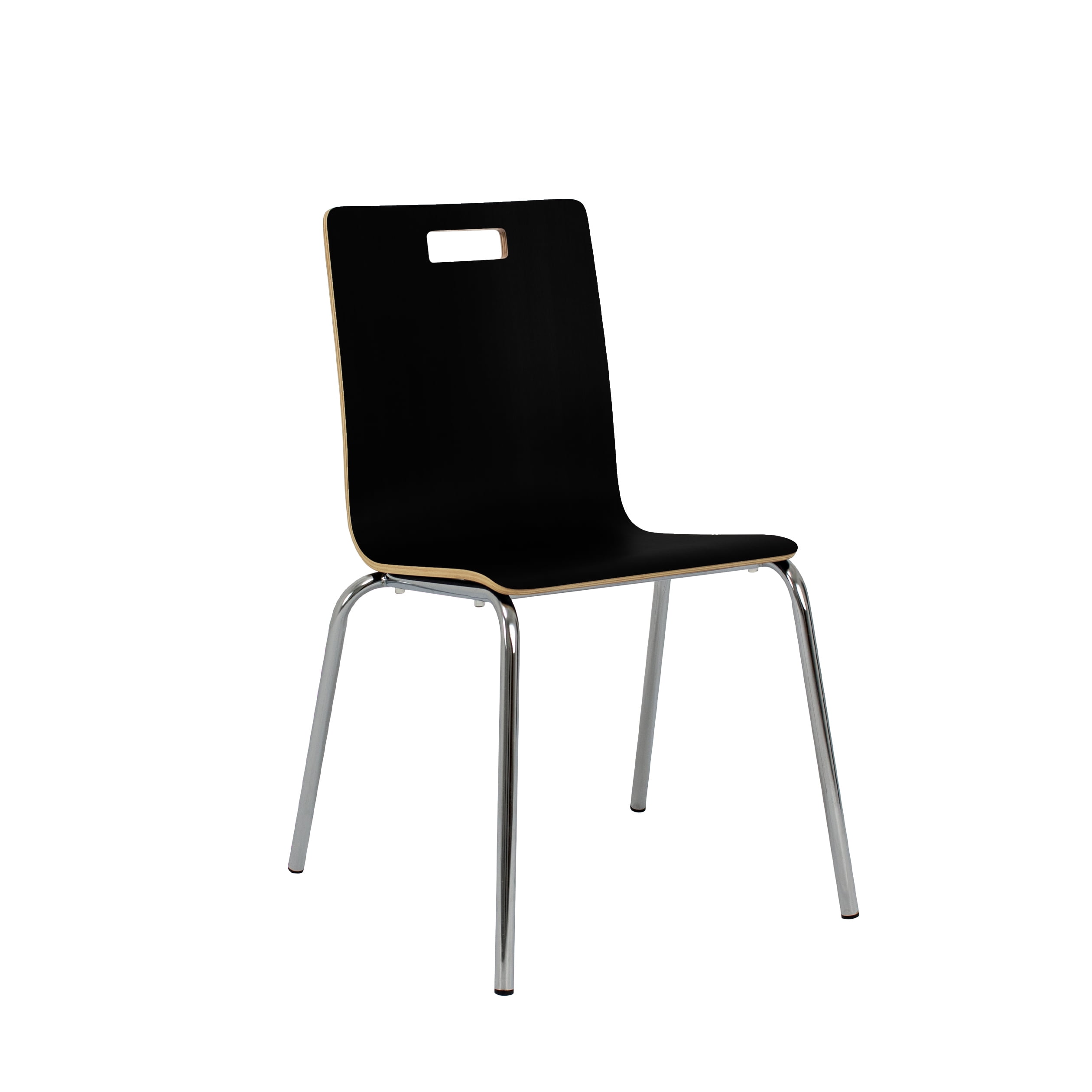 Hampden Furnishings Alexis Collection Stack Chair, Black Woodgrain, Modern Plywood Seat, Pack of 4