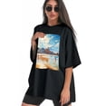 thumbnail image 3 of Plus Size Shirt for Women Black Tops for Women Short Sleeves Shirt for Women Seaside (13) T Shirt Crewneck Shirt for Women XS, 3 of 5