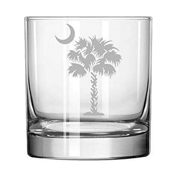 11 oz Rocks Whiskey Highball Glass Palmetto Tree South Carolina Palm Moon