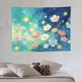 thumbnail image 7 of Watercolor Night Glow Wildflower Tapestry, Teal-to-Navy Blue Gradient Background Art Tapestry, Aesthetic Whimsical Decor for Bedroom Living Room, 40x30in, 7 of 7