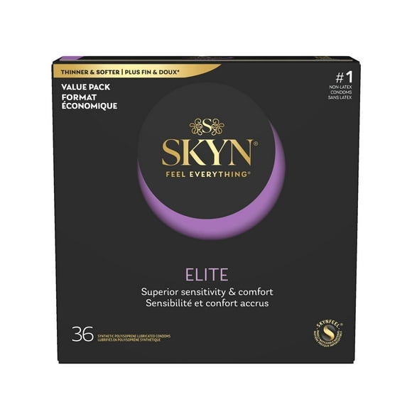 SKYN Elite Lubricated Non-Latex Condoms, 53MM Nominal Width, 36 Count