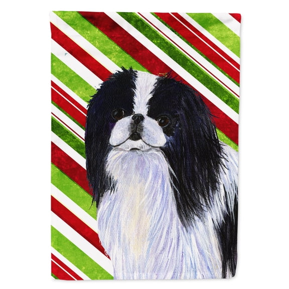 Japanese Chin Candy Cane Holiday Christmas Garden Flag