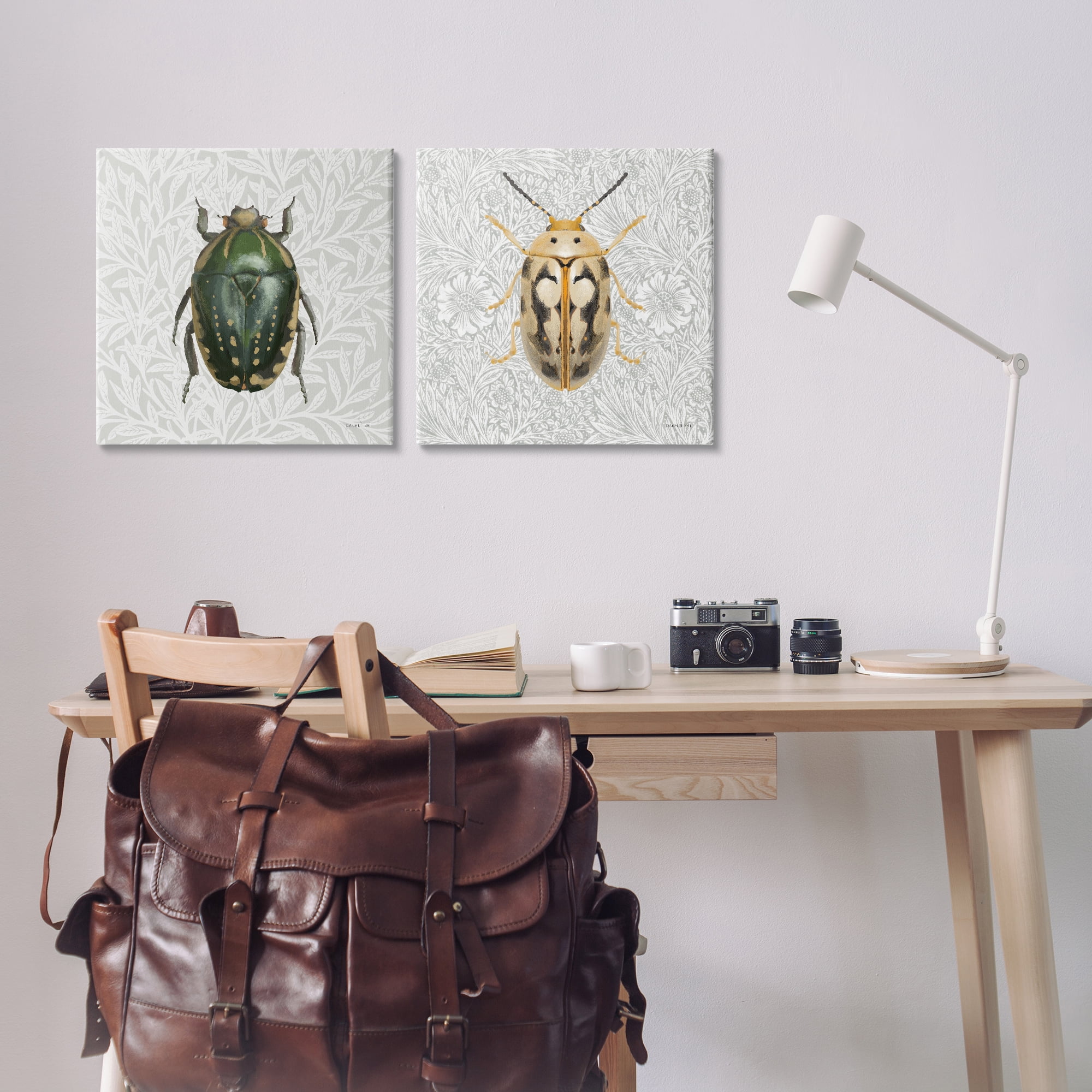 Stupell Industries Beetle Insect Portrait Animals Painting Wrapped Canvas Art Print Wall Art, 17 x 17, Set of 2