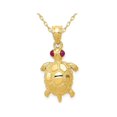 thumbnail image 1 of 14K Yellow Gold Turtle Charm Pendant Necklace with Chain and Ruby Eyes, 1 of 4