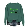 thumbnail image 1 of Fadeal Chandail en Molleton pour Femmes St Patricks Printemps Col Rond Imprimé Lettre St. Day Ample Décontracté Chandail à Capuchon St Patricks Day Vert Armée S, 1 of 4